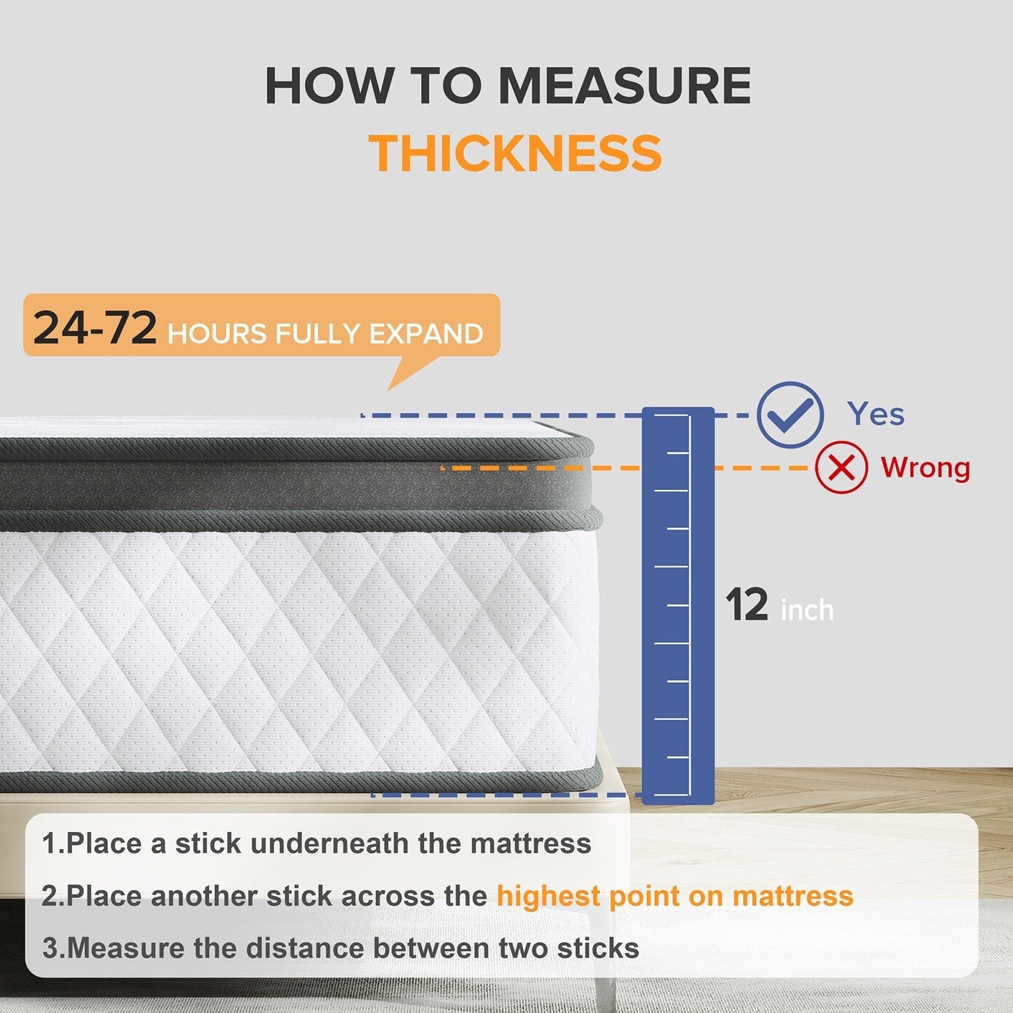 Matelas SweDrea 12 po en mousse à mémoire de forme hybride ferme avec CertiPUR-US et Oeko-TEX, doté de ressorts renforcés.