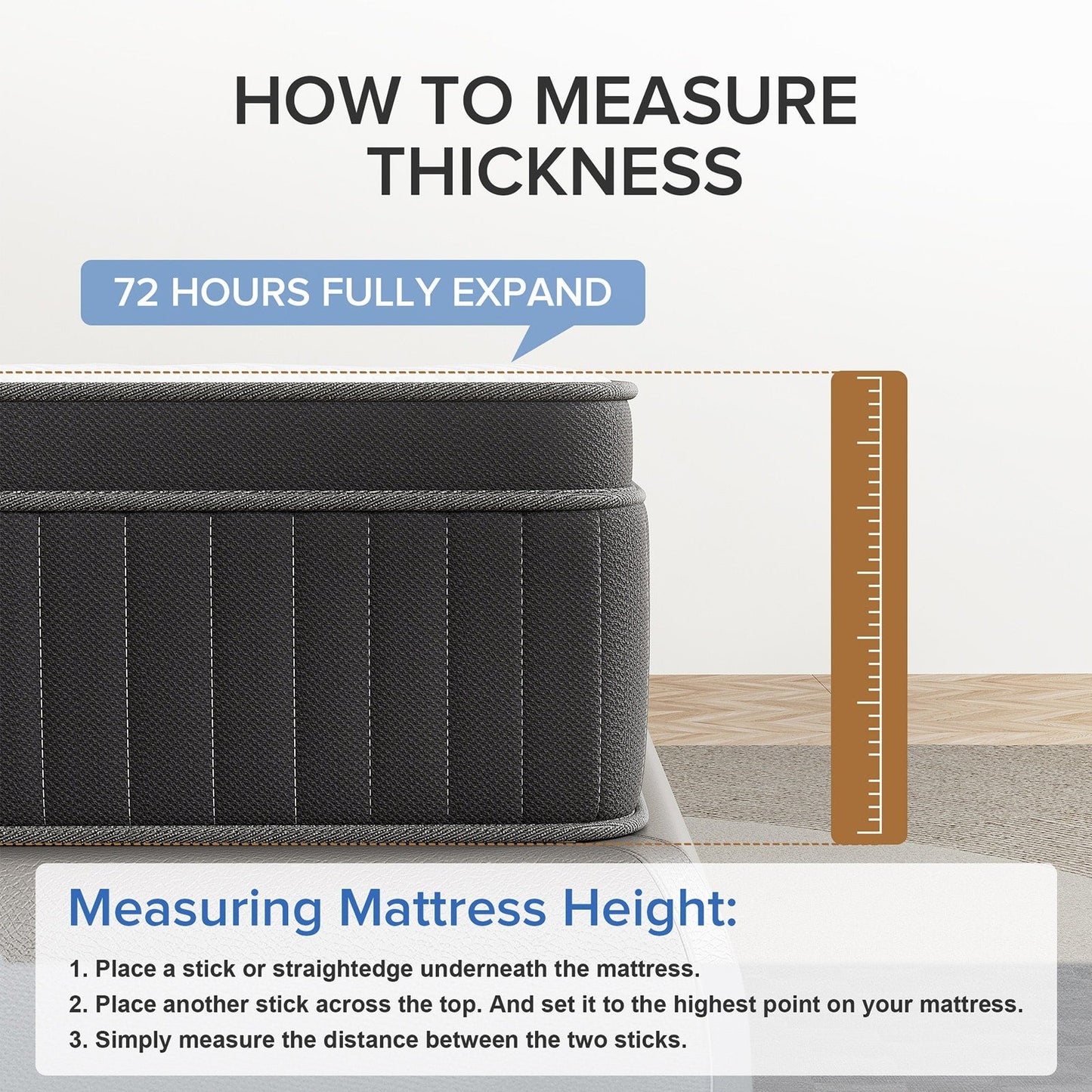 Matelas hybride à ressorts ensachés SweDrea de 30 cm (12 po) avec surmatelas en mousse à mémoire de forme et gel, certifié CertiPUR-US, SGS et OEKO-TEX.