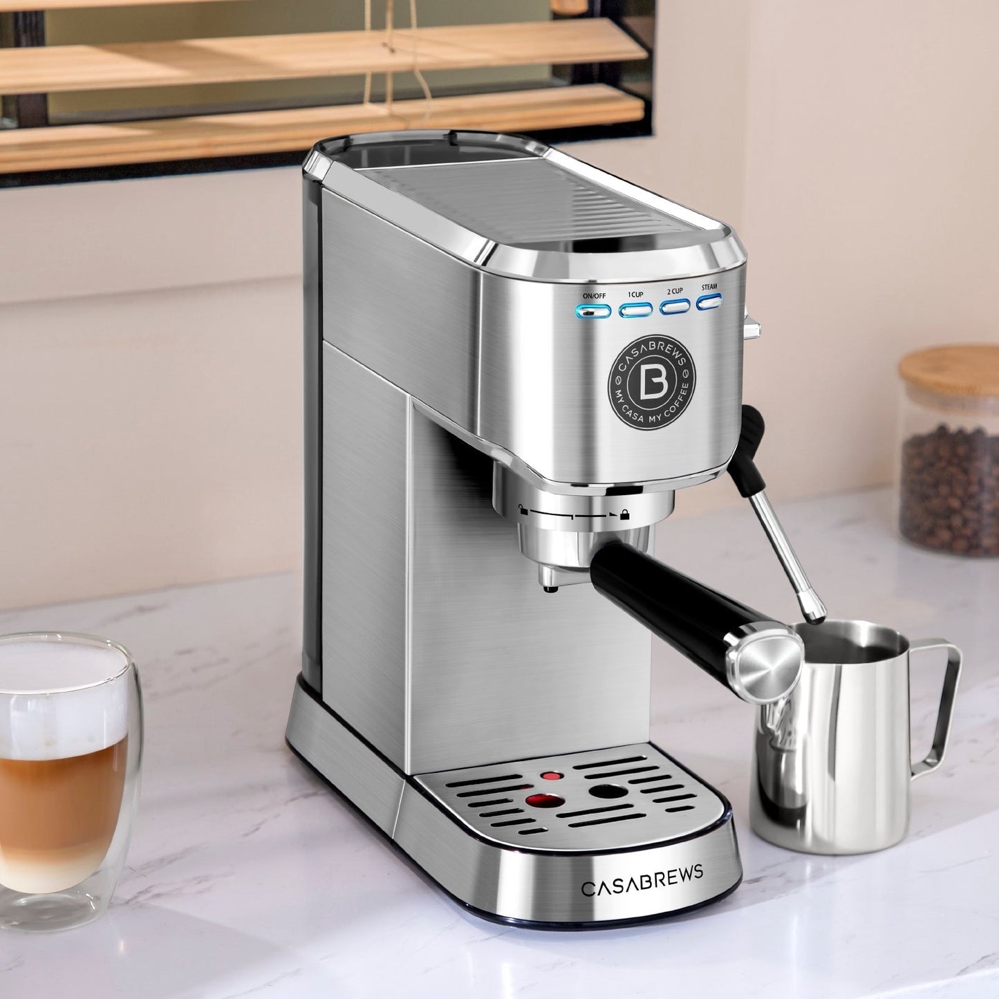 Machine à expresso professionnelle Casabrews 20 bars avec système de mousseur à lait