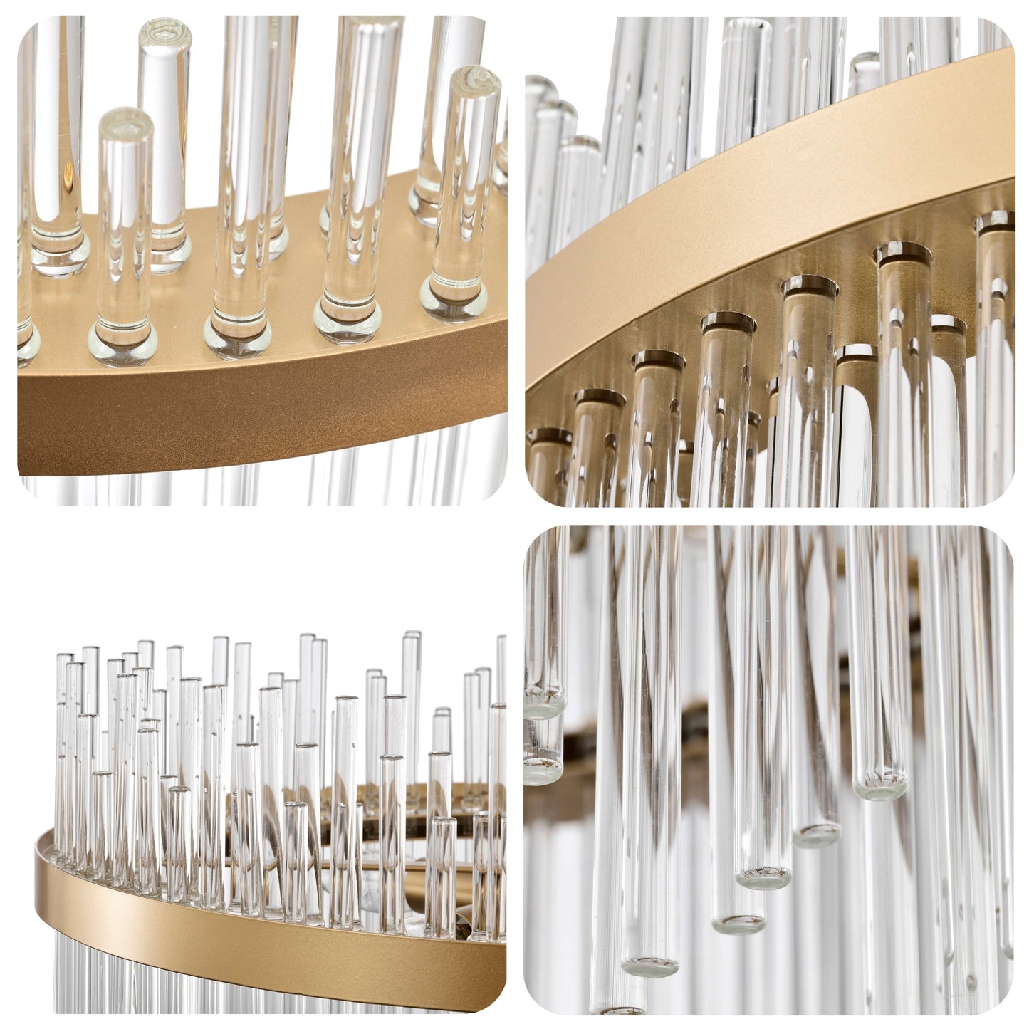 Lustre Casandra à 5 lumières en bronze brillant avec barres en verre transparent - Bronze brillant