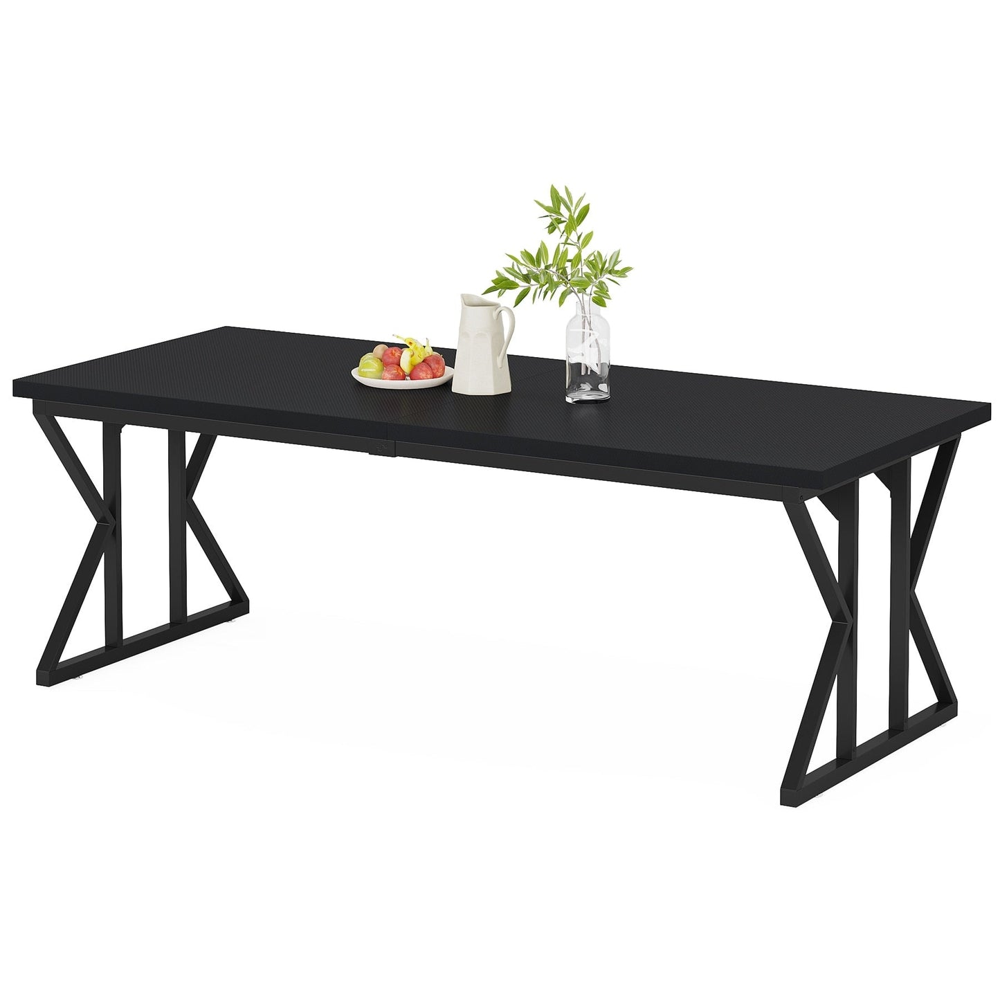 Table de salle à manger de style campagnard pour 6 personnes, table de cuisine rectangulaire en bois de 180 cm (70,8 pouces).