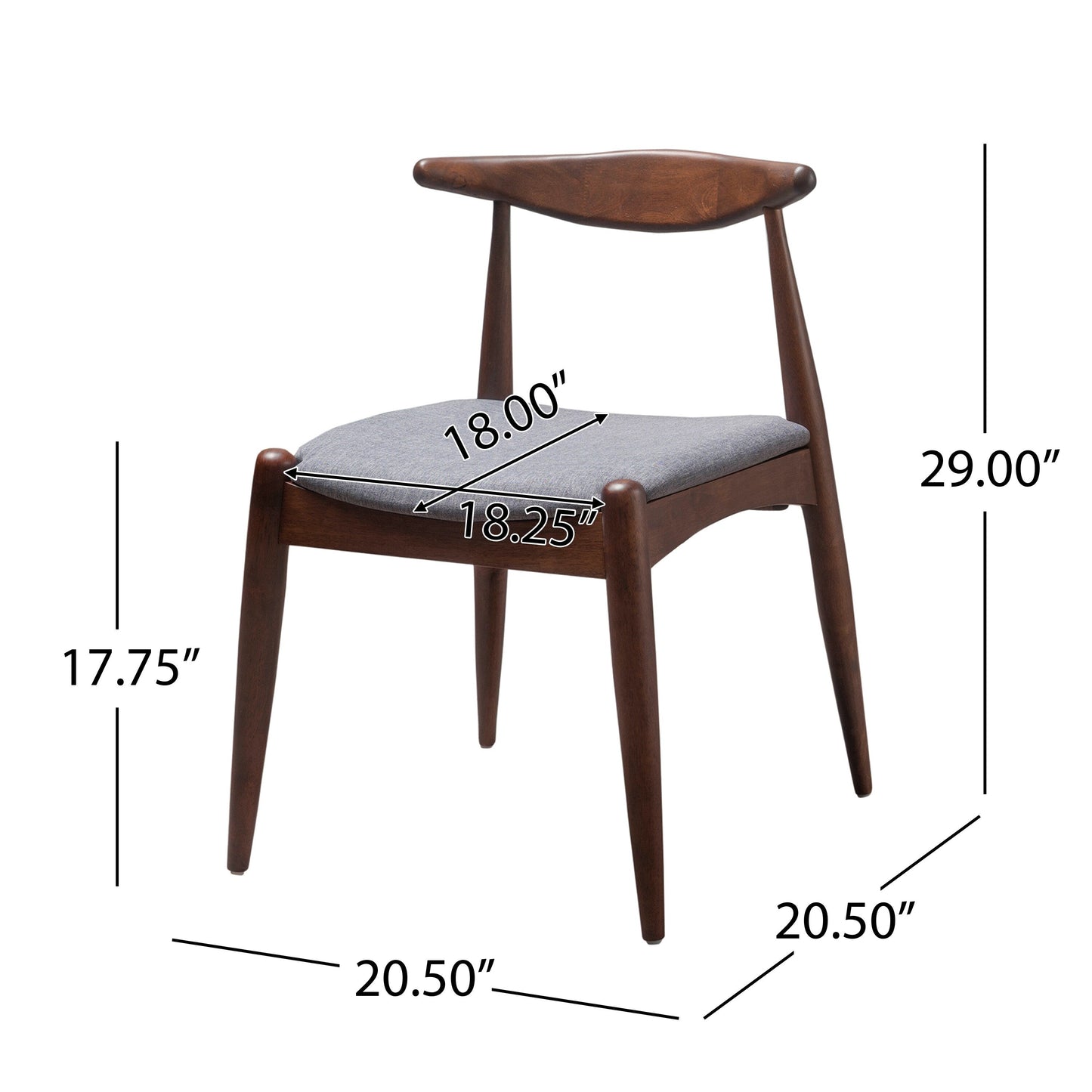 Chaises de salle à manger Francie style Mid-Century Modern (lot de 2) par Christopher Knight Home - 52 cm (L) x 51,4 cm (l) x 75,6 cm (H)