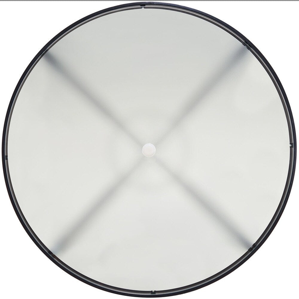 Ensemble de salle à manger 5 pièces Hanover Lavallette bleu océan avec 4 chaises fixes, table ronde en verre de 132 cm, parasol et pied de table.