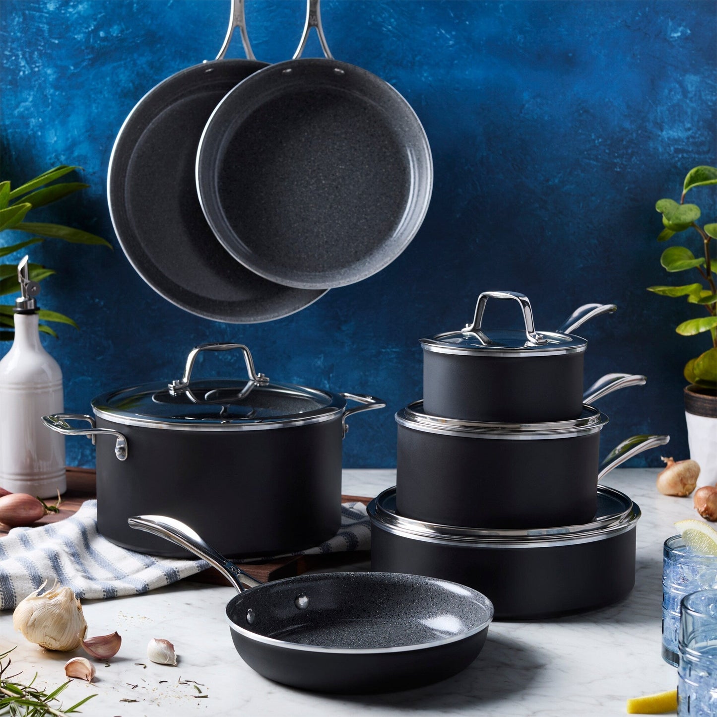 Batterie de cuisine antiadhésive Henckels Capri Ceramic 11 pièces en aluminium et céramique - Gris