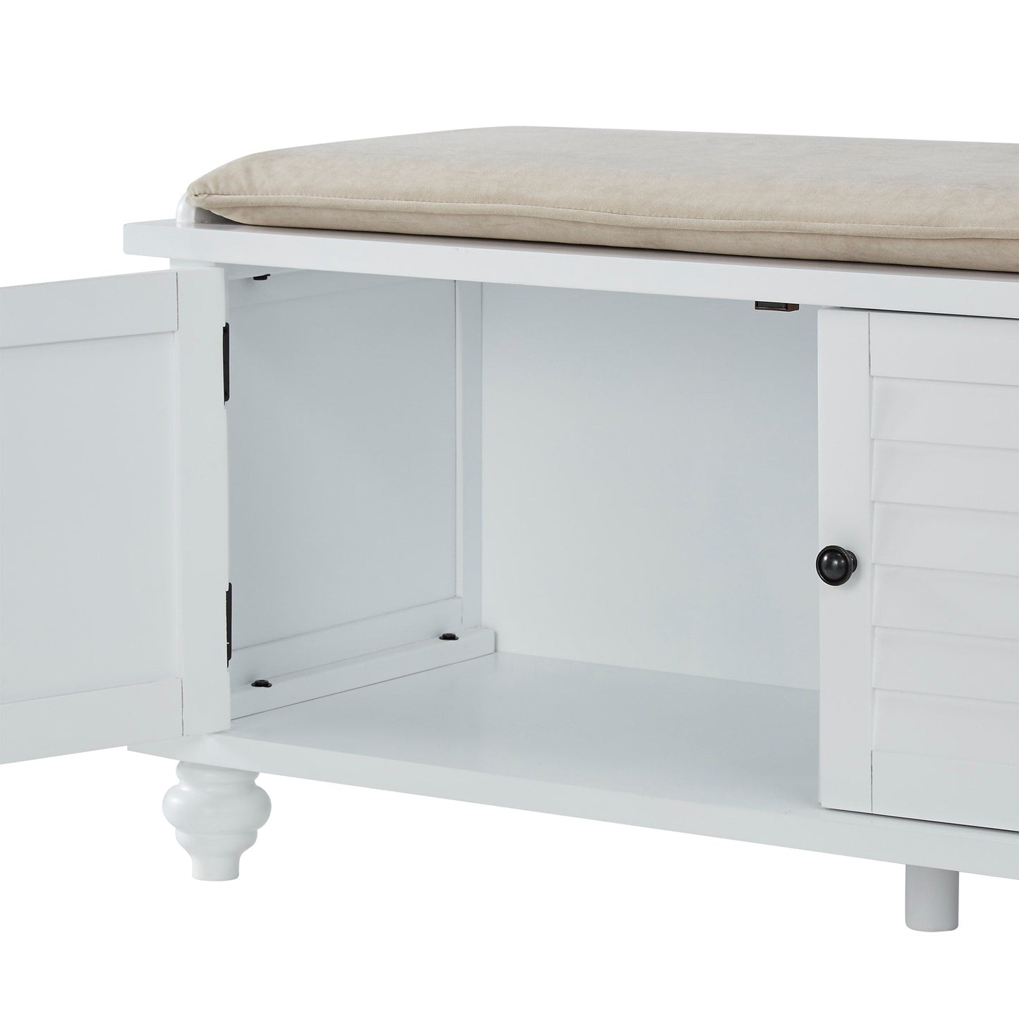 Banc de rangement à porte persienne avec coussin en velours Maybelle par iNSPIRE Q Classic