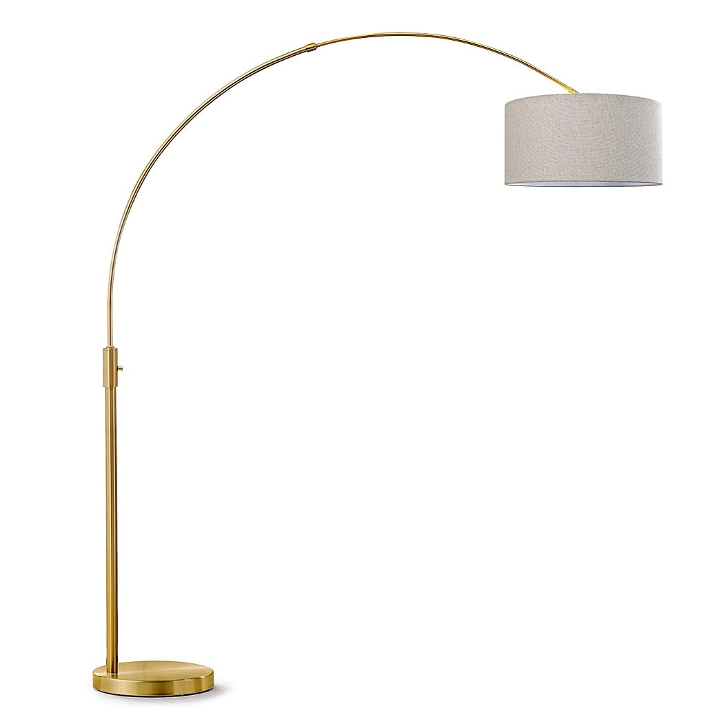 Lampadaire arqué rétractable à LED Orbita 81H, ampoule incluse, finition laiton antique