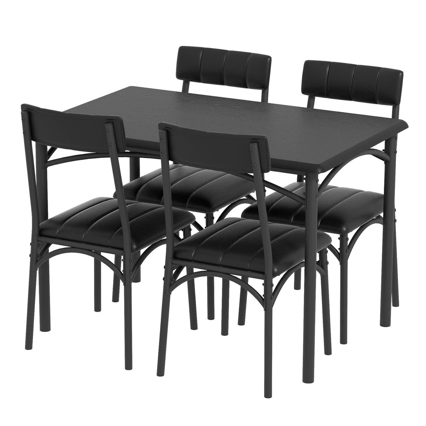 Ensemble table et chaises rectangulaires pour 4 personnes avec chaises rembourrées