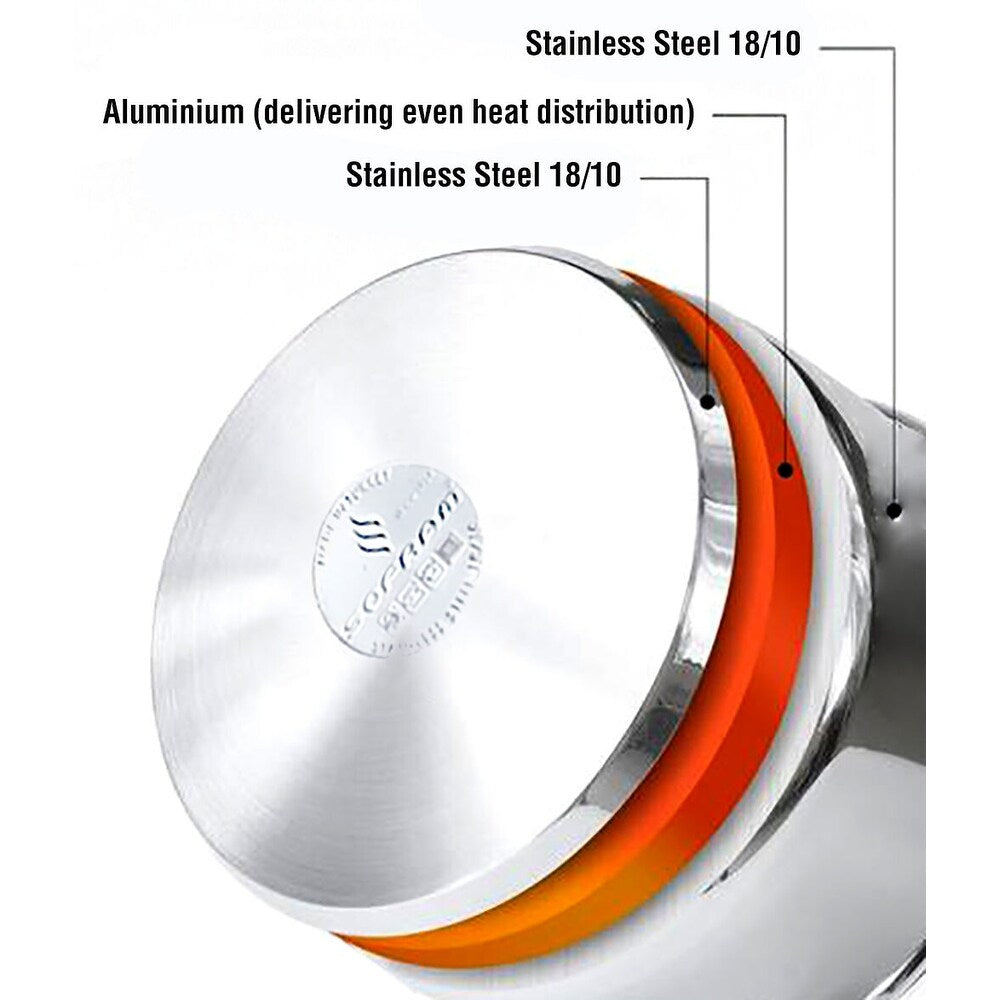 Marmite profonde Sofram JUMBO en acier inoxydable 18/10 avec couvercle