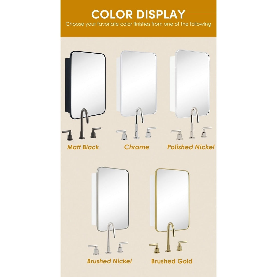 Armoire à pharmacie encastrée ou en saillie TEHOME avec cadre et étagères réglables