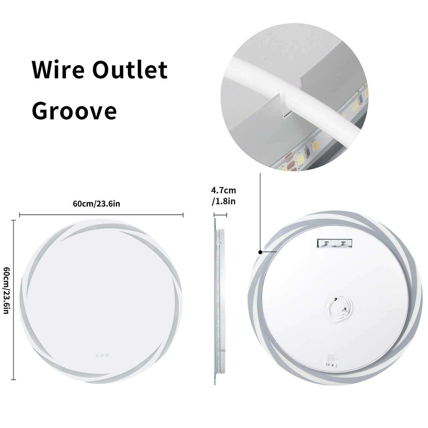 Miroir de salle de bain unique, grand format, rétroéclairé par LED, sans scintillement