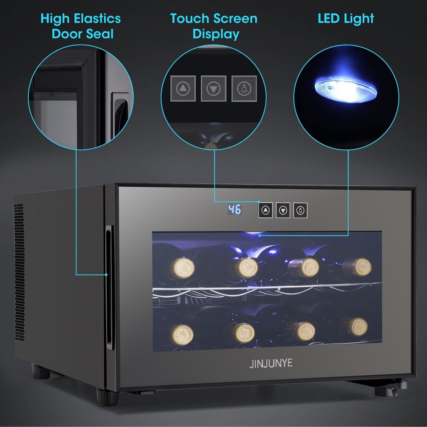 Refroidisseur de boissons polyvalent pour 8 bouteilles (8 à 19 °C) : Design élégant et fonctionnement ultra-silencieux pour une utilisation à domicile