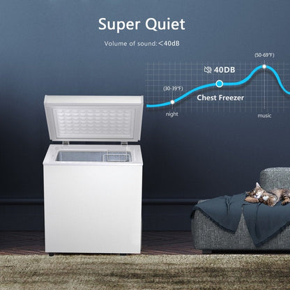 Congélateur coffre de 1,8 pi³ avec panier amovible, vidange par le bas, thermostat à 7 niveaux, conception autoportante pour la maison et l'appartement