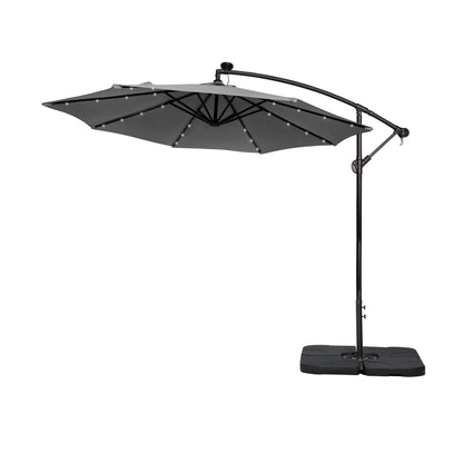Parasol de terrasse lumineux à énergie solaire de 3 m avec pied