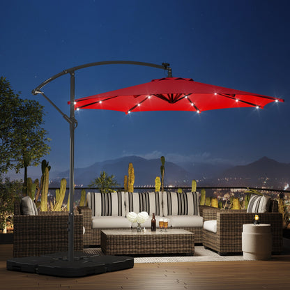 Parasol de terrasse lumineux à énergie solaire de 3 m avec pied