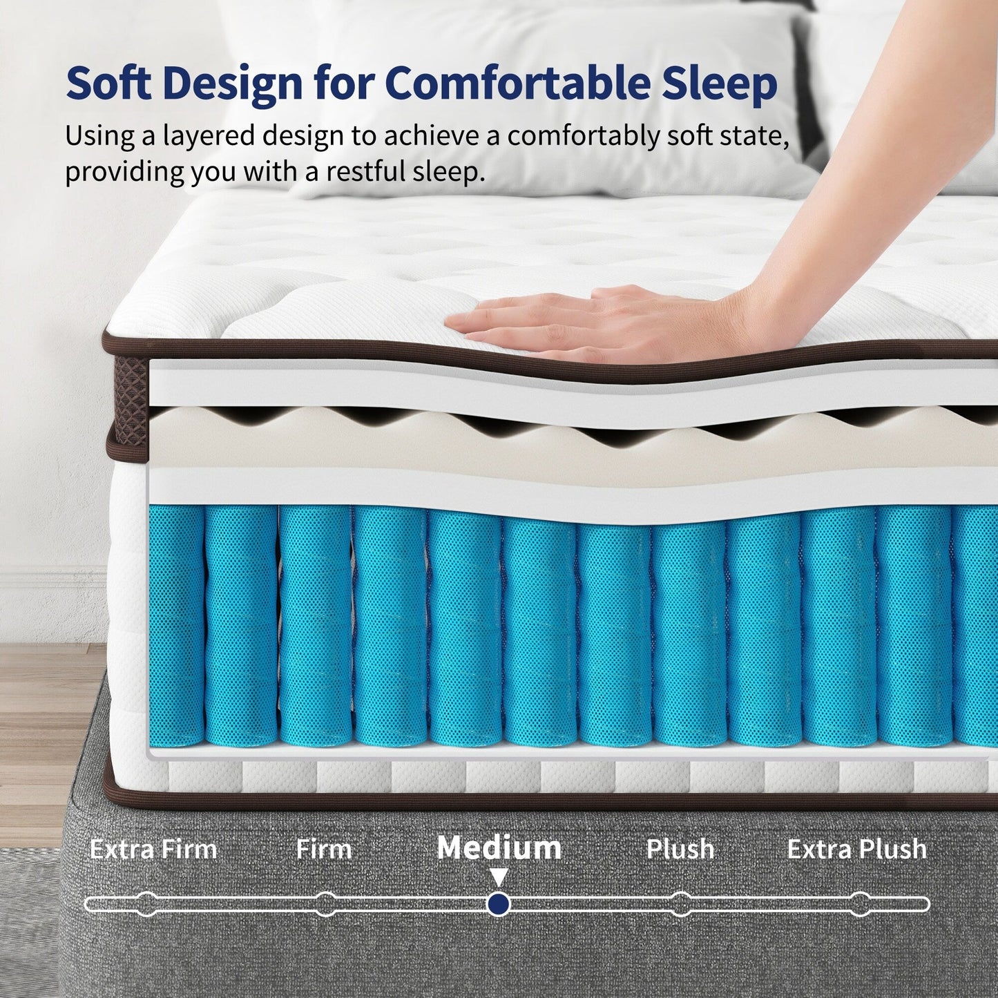 Matelas hybride en mousse à mémoire de forme de 10 pouces - Soutien mi-ferme avec ressorts renforcés pour soulager les points de pression, certifié CertiPUR-US