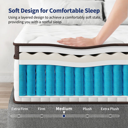 Matelas hybride en mousse à mémoire de forme de 10 pouces - Soutien mi-ferme avec ressorts renforcés pour soulager les points de pression, certifié CertiPUR-US