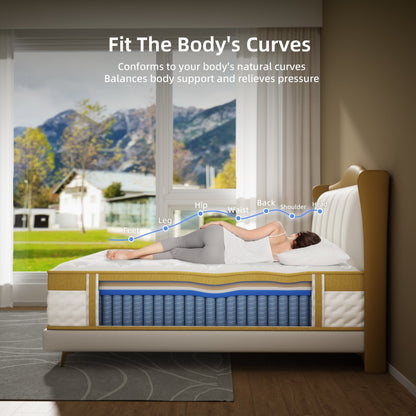 Matelas hybride de 25 cm en mousse à mémoire de forme et ressorts ensachés