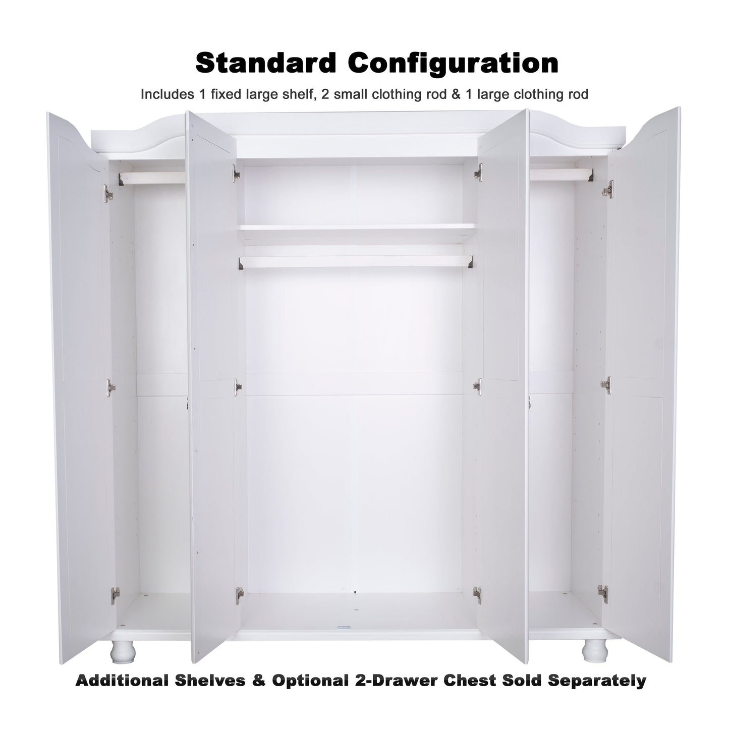 Armoire-penderie Kyle 4 portes de Palace Imports, 100 % bois massif, avec portes en bois massif ou miroir