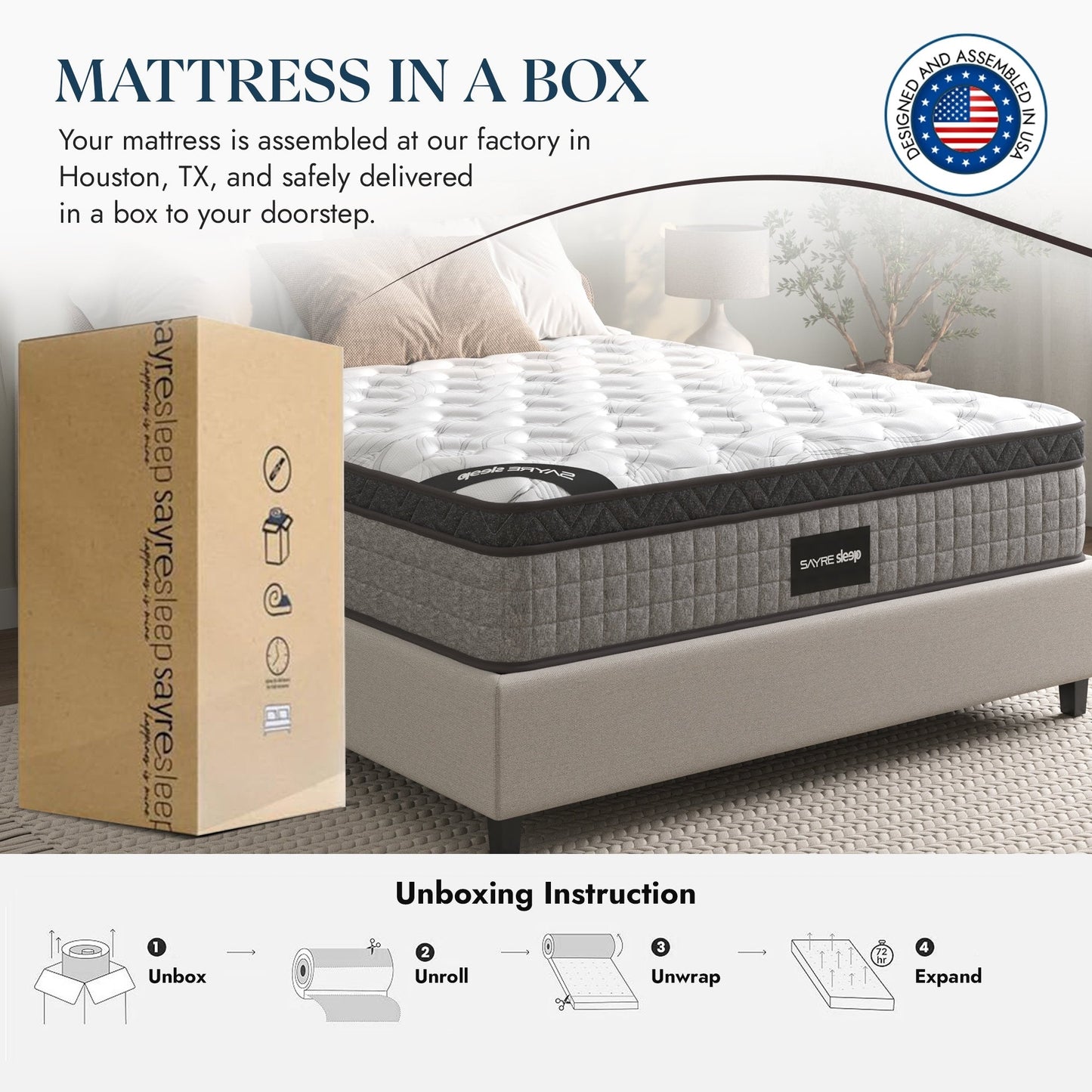 Assemblé aux États-Unis - Matelas hybride 10 Diamond à ressorts ensachés et mousse à mémoire de forme à gel rafraîchissant