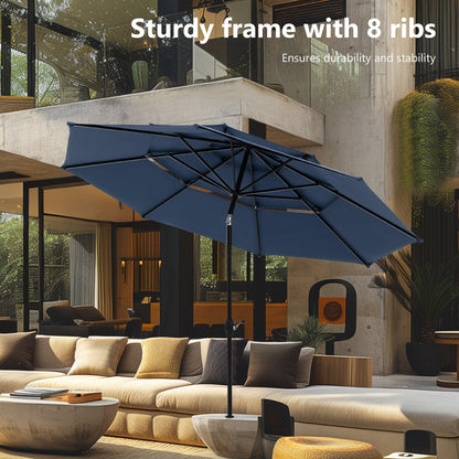 Parasol de terrasse MAISON ARTS de 3 m (10 pi) à 3 niveaux, à inclinaison automatique, double ventilation et éclairage LED