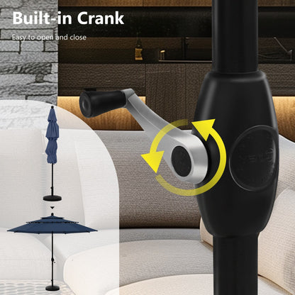 Parasol de terrasse MAISON ARTS de 3 m (10 pi) à 3 niveaux, à inclinaison automatique, double ventilation et éclairage LED