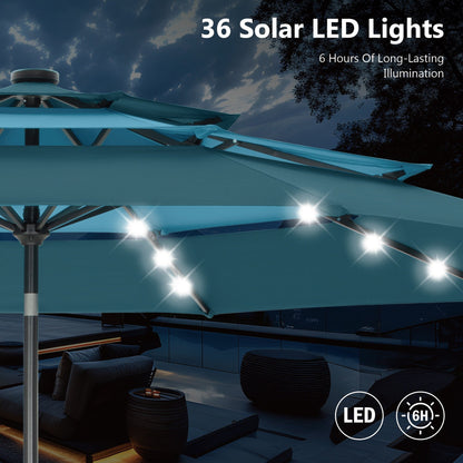 Parasol de terrasse MAISON ARTS de 3 m (10 pi) à 3 niveaux, à inclinaison automatique, double ventilation et éclairage LED