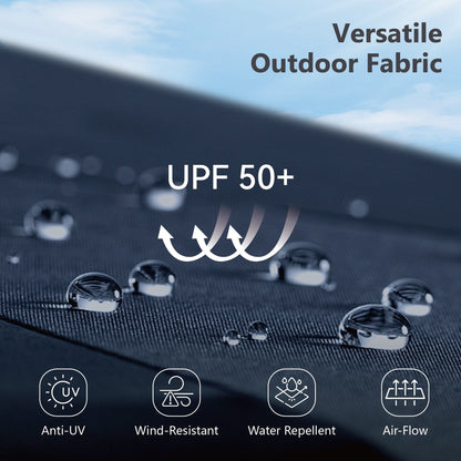 Parasol de terrasse MAISON ARTS de 3 m (10 pi) à 3 niveaux, à inclinaison automatique, double ventilation et éclairage LED