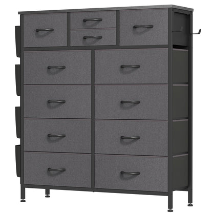 Commode haute en tissu à 12 tiroirs pour chambre à coucher