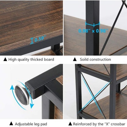 Bibliothèque échelle à 12 étagères, bibliothèque d'angle de style industriel