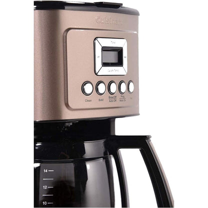Cafetière automatique 14 tasses, verseuse en verre, contrôle de l'intensité du café, réglage de 1 à 4 tasses, acier inoxydable couleur ambre