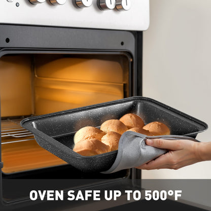 Ensemble de 17 pièces de batterie de cuisine en granit, comprenant casseroles et poêles antiadhésives