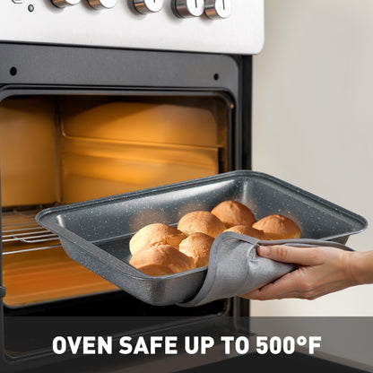 Ensemble de 17 pièces de batterie de cuisine en granit, comprenant casseroles et poêles antiadhésives