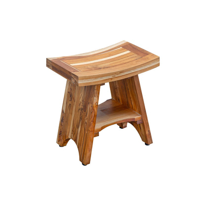 EcoDecors, Serenity, Banc de douche en teck, Tabouret de douche en teck, Banc de douche d'angle en teck, 45,7 cm (18 pouces), Avec étagère