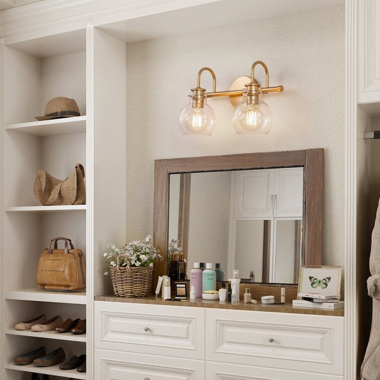 Applique murale 2/3 lumières pour meuble-lavabo avec abat-jour en verre