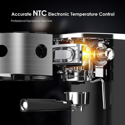 Machine à expresso 20 bars avec mousseur à lait et buse vapeur, idéale pour la maison et les amateurs de café. Cadeau parfait pour les passionnés de café.