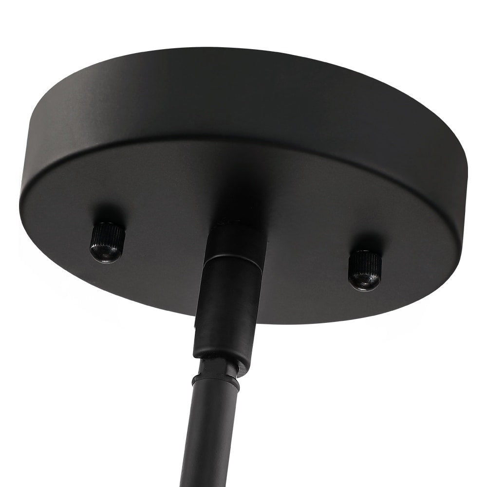 Lustre tambour étagé en rotin à 4 lumières avec rosace noire - 56 cm (22 po) de largeur