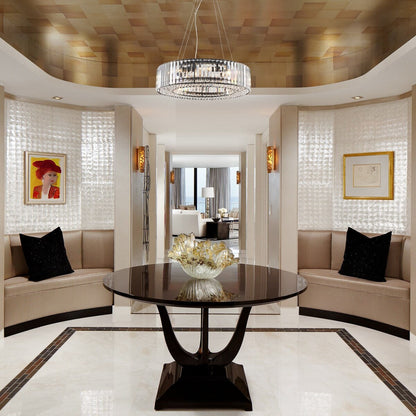 Lustre de style campagnard à 8 lumières de 63 cm (24,8 po), lustre en cristal, lustre tambour pour salle à manger, salon, chambre à coucher et cuisine