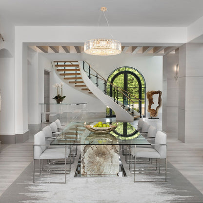 Lustre de style campagnard à 8 lumières de 63 cm (24,8 po), lustre en cristal, lustre tambour pour salle à manger, salon, chambre à coucher et cuisine