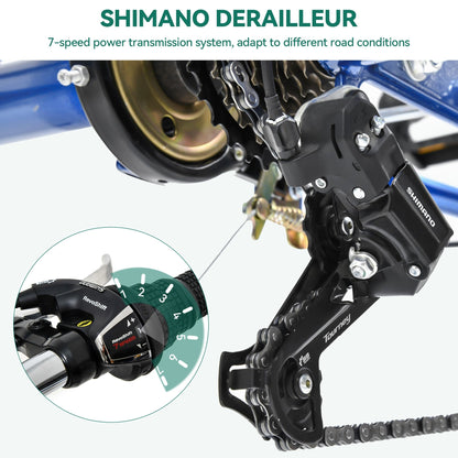 26 Tricycles pour adultes à 3 roues, 7 vitesses