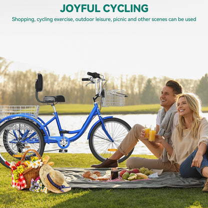 26 Tricycles pour adultes à 3 roues, 7 vitesses