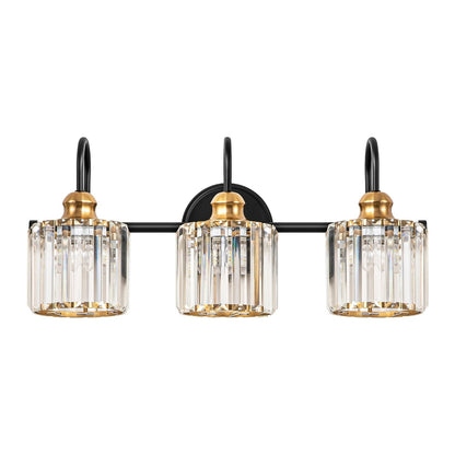 Applique murale moderne et glamour à 3/4 lumières, linéaire, à intensité variable, en cristal, au-dessus du miroir de salle de bain