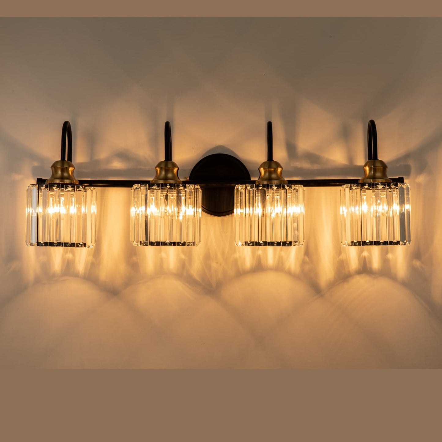 Applique murale moderne et glamour à 3/4 lumières, linéaire, à intensité variable, en cristal, au-dessus du miroir de salle de bain