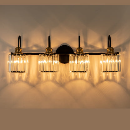 Applique murale moderne et glamour à 3/4 lumières, linéaire, à intensité variable, en cristal, au-dessus du miroir de salle de bain