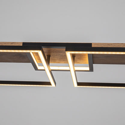 Lustre linéaire en bois à 3 ou 5 lumières LED intégrées, suspension pour îlot de cuisine