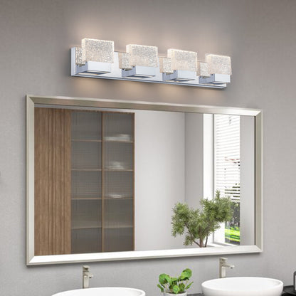 Applique murale LED intégrée C Cattleya en acier inoxydable 3000K avec abat-jour en verre artistique - Chrome