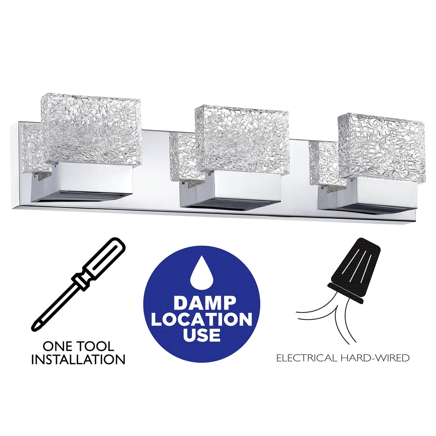 Applique murale LED intégrée C Cattleya en acier inoxydable 3000K avec abat-jour en verre artistique - Chrome