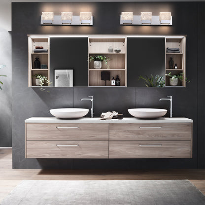 Applique murale LED intégrée C Cattleya en acier inoxydable 3000K avec abat-jour en verre artistique - Chrome