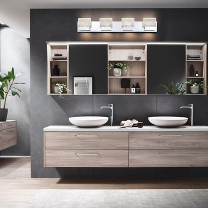 Applique murale LED intégrée C Cattleya en acier inoxydable 3000K avec abat-jour en verre artistique - Chrome