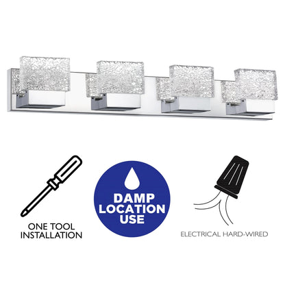 Applique murale LED intégrée C Cattleya en acier inoxydable 3000K avec abat-jour en verre artistique - Chrome