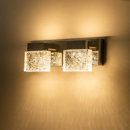 Applique murale LED intégrée C Cattleya en acier inoxydable 3000K avec abat-jour en verre artistique - Chrome